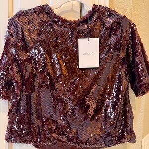 Deluc Burgundy Sequin Top